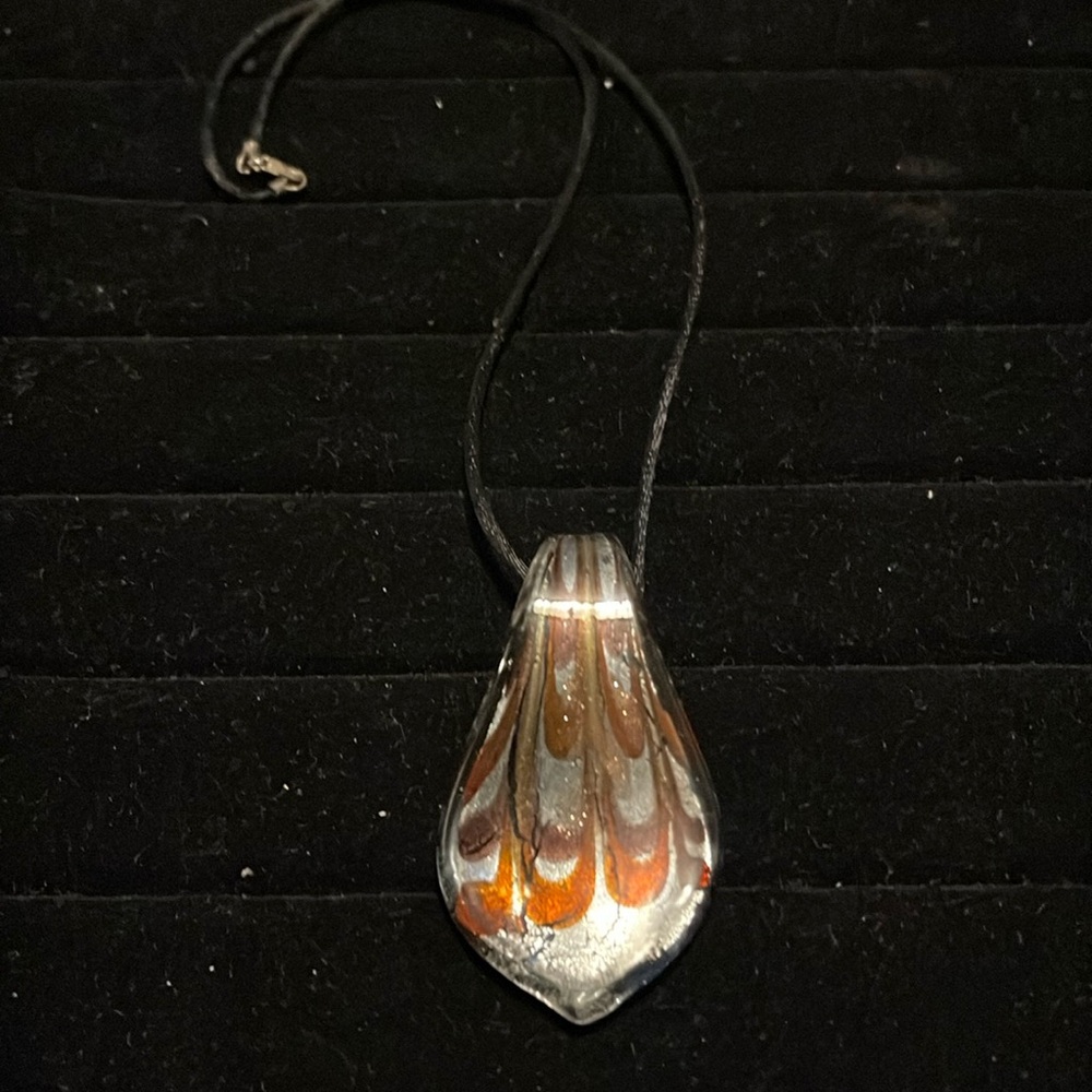 Retro resin pendant, vegan leather